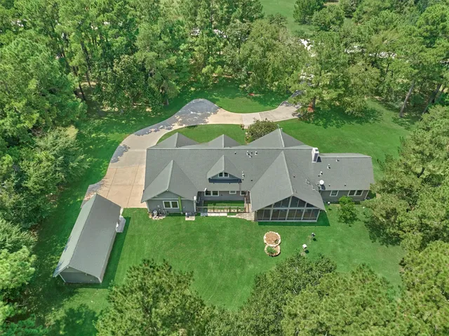 an aerial view of a house