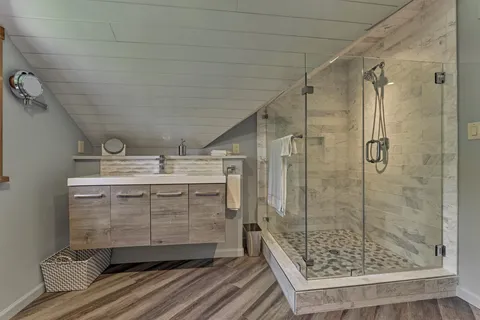 a utility room with cabinets