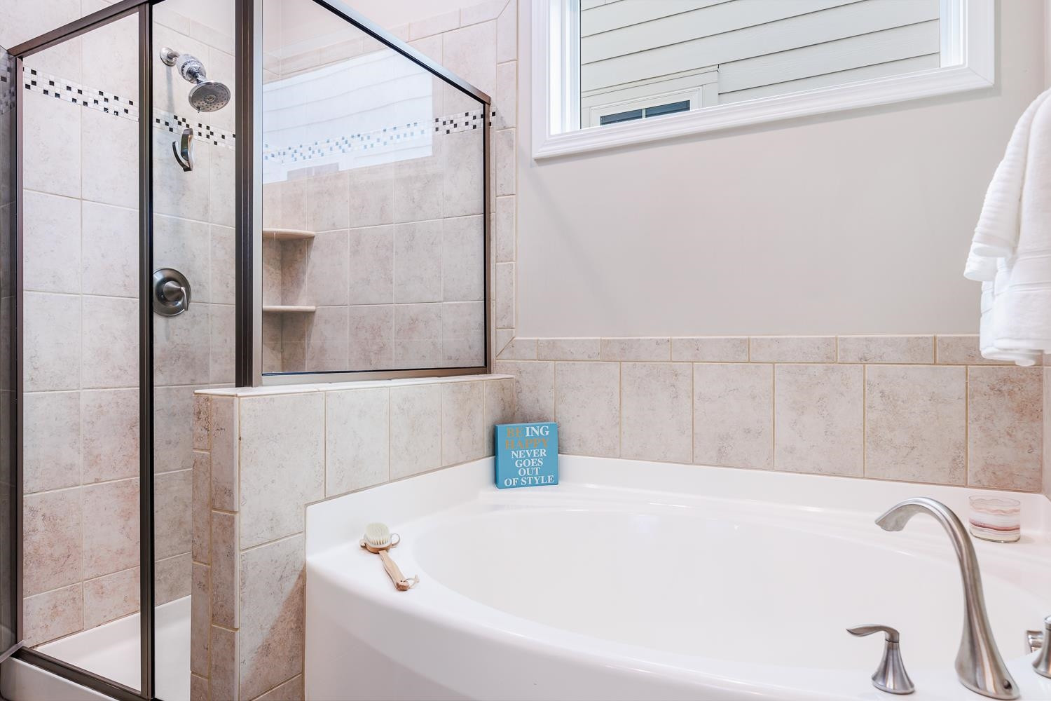 1581 Fullerton Place Raleigh, NC 27607 - Photo 17 of 42 Generous Shower & Oversized Soaking Tub