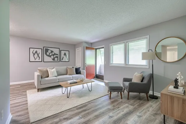 a living room with furniture