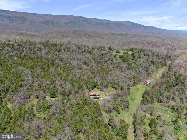 a view of an outdoor space with mountain view