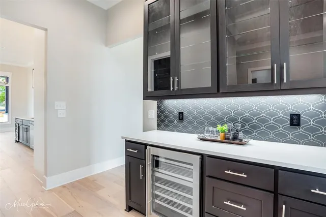 a view of cabinets and window