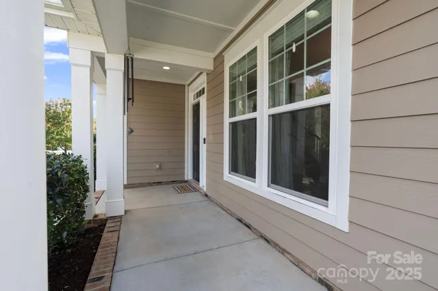 a view of a porch of a house