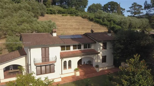 an aerial view of a house