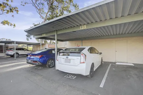 a view of a car in garage