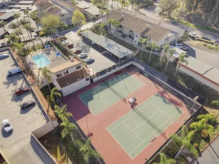 an outdoor view with swimming pool