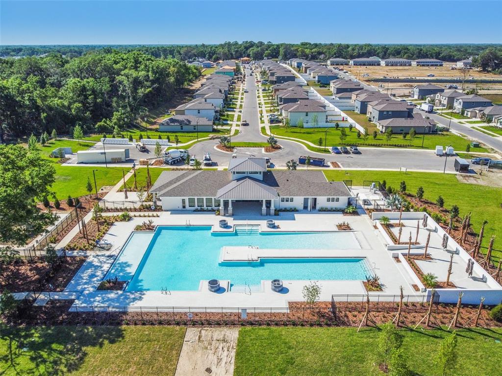 36390 Wl Hl Way Zephyrhills, FL 33541 - Photo 59 of 77 an aerial view of a house with a swimming pool yard and outdoor seating