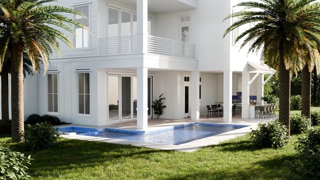 a view of a backyard with potted plants