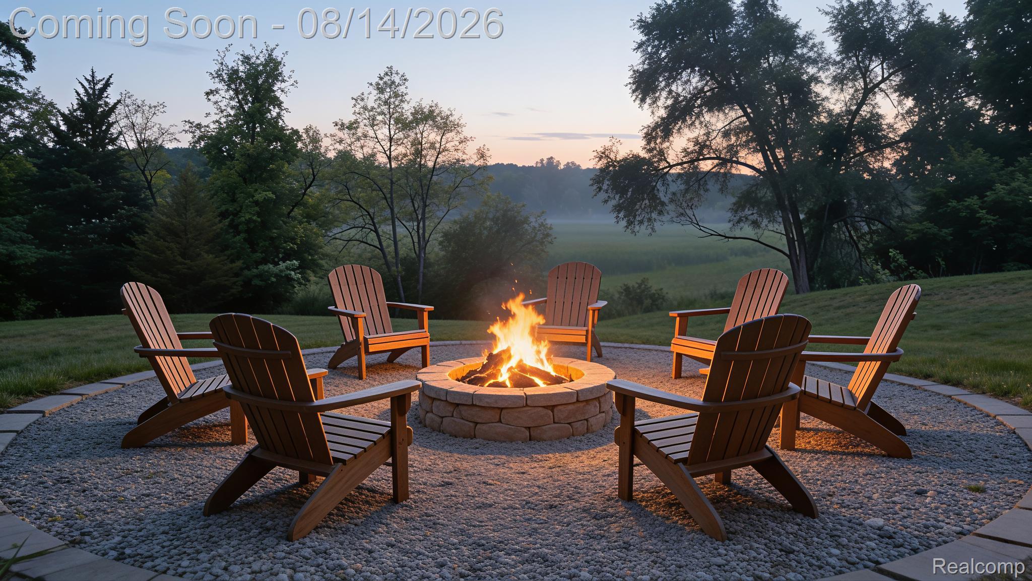 7966 Pettysville Road Pinckney, MI 48169 - Photo 43 of 43 Stone fire pit with a circular gravel patio and paved border