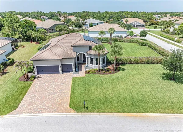 an aerial view of a house