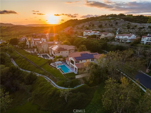a view of a lake in middle of the town