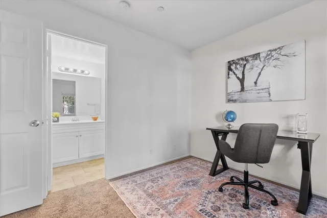 a view of workspace and wooden floor