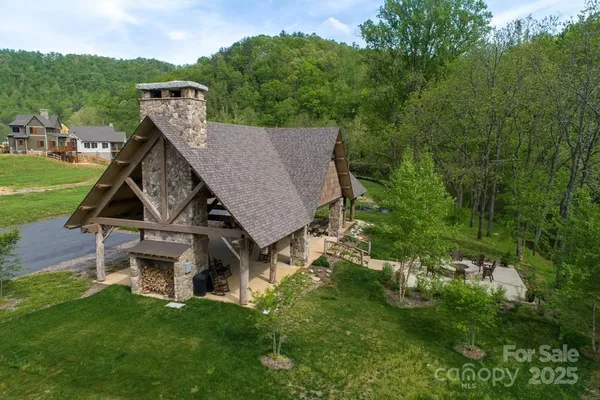 an aerial view of a house