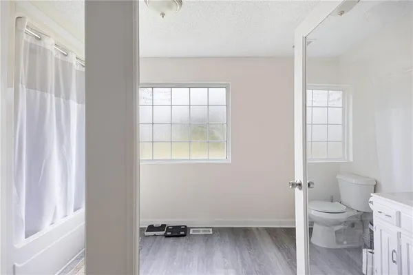 a room with a workspace