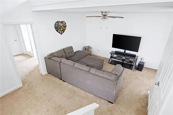 a view of a lake and mountain in the back