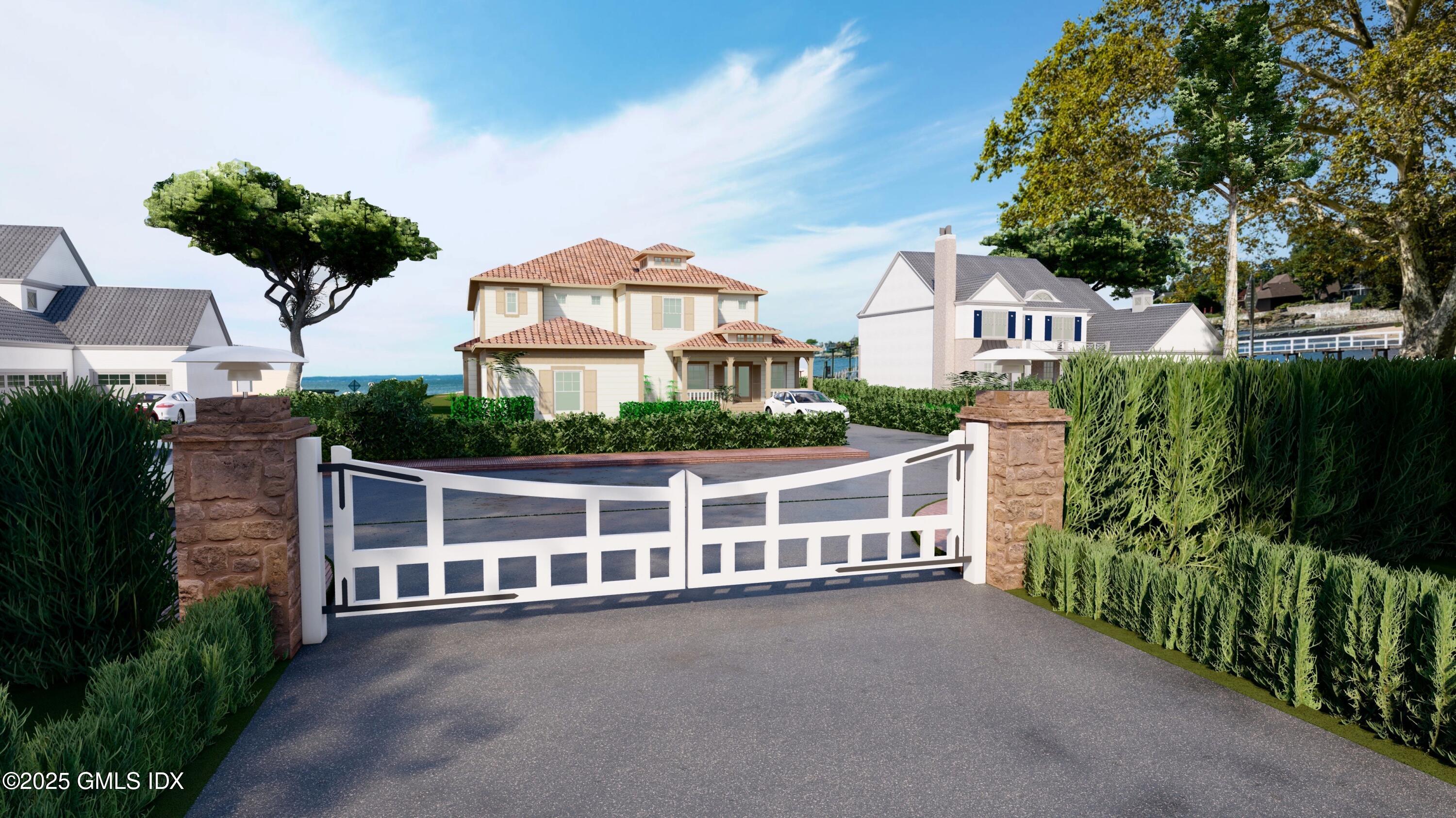 50 Signal Road Stamford, CT 06902 - Photo 5 of 15 a view of a large house with a yard and potted plants