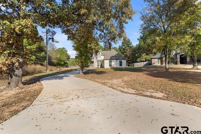 a view of road and trees