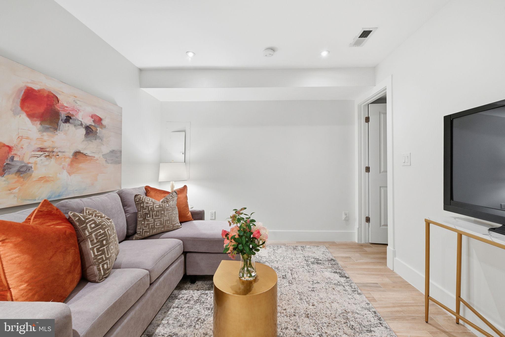 26 Q Street Northeast, Unit 1 Washington, DC 20002 - Photo 22 of 36 a living room with furniture and a flat screen tv