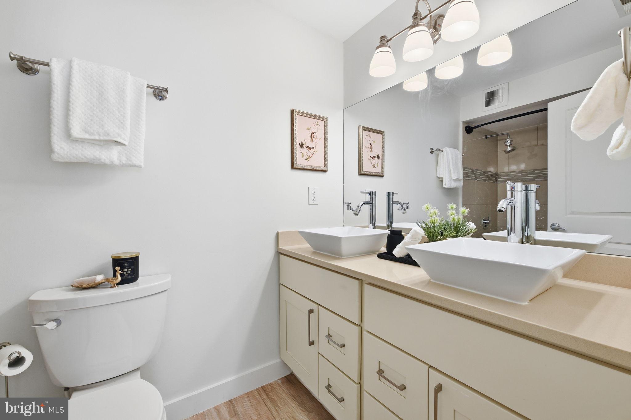 26 Q Street Northeast, Unit 1 Washington, DC 20002 - Photo 25 of 36 a bathroom with a toilet a sink and a mirror