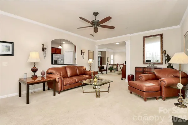 a living room with furniture