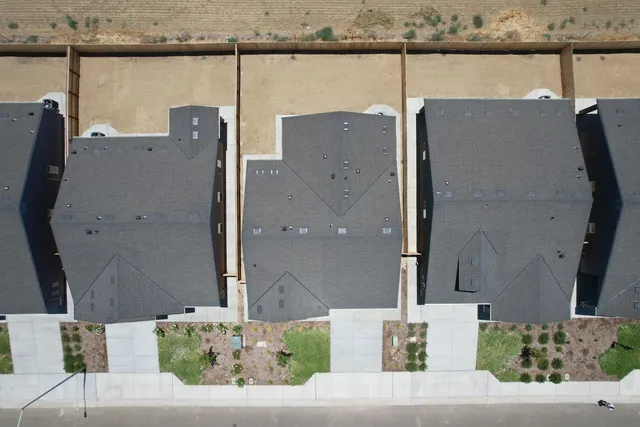 an aerial view of a house
