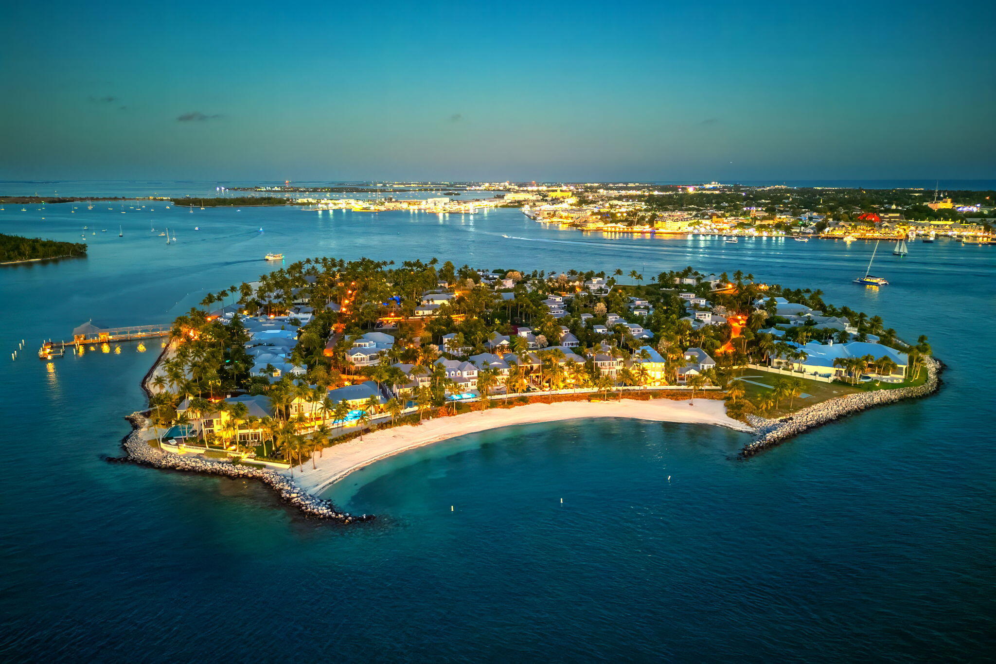 293 Sunset Key Drive Key West, FL 33040 - Photo 73 of 74 Twilight Aerial of Sunset Key