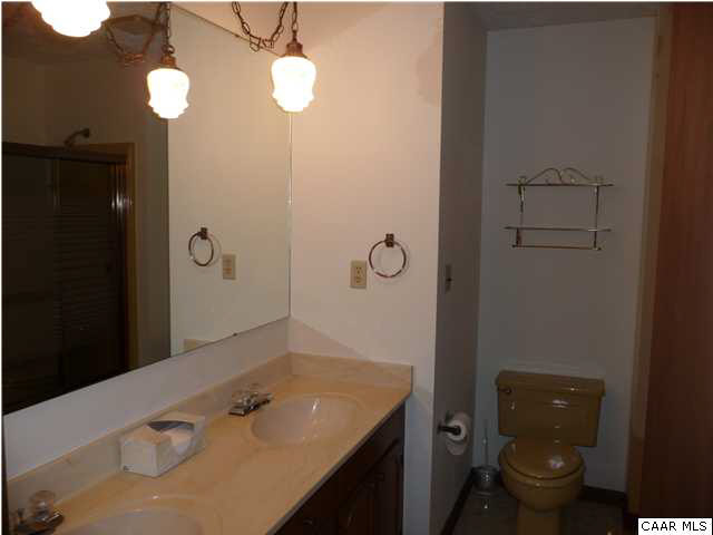 1 Stonefield Road Palmyra, VA 22963 - Photo 15 of 23 a bathroom with a granite countertop sink a toilet and mirror