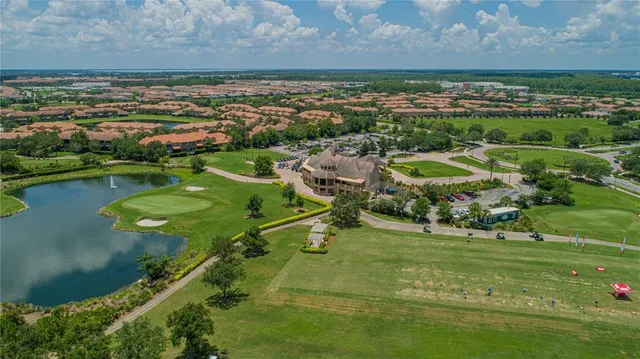 a view of a lake with a city view