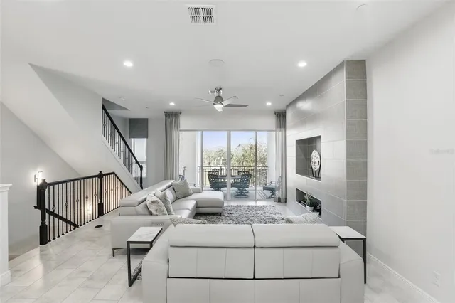 a living room with furniture