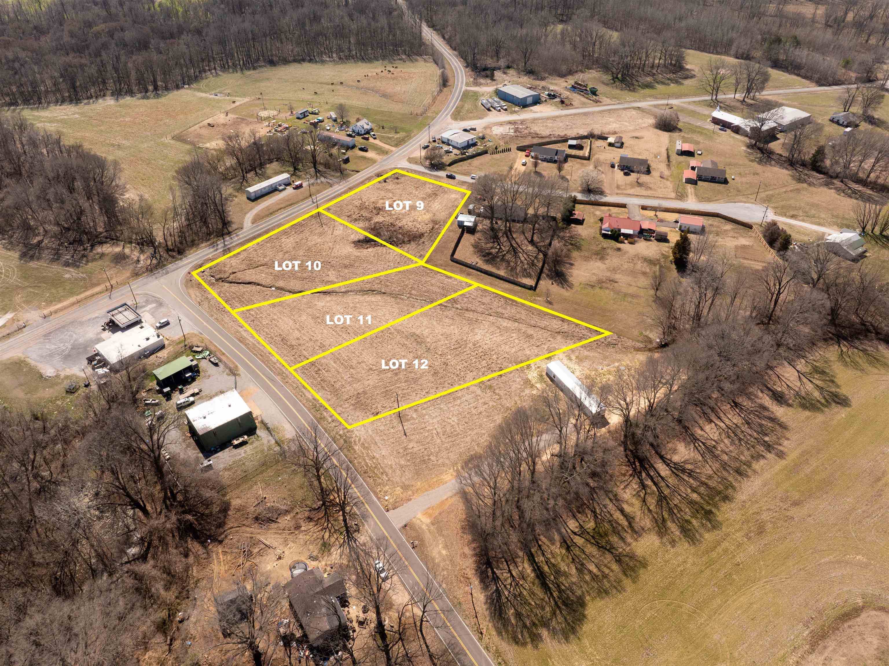 Aerial view with a rural view