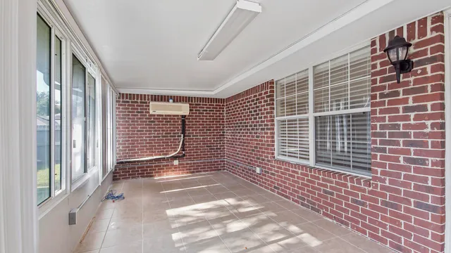 a view of a balcony with a swing