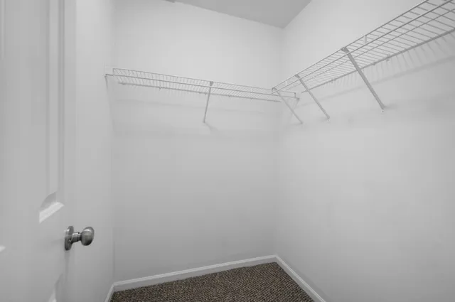 a view of a room with racks on the wall