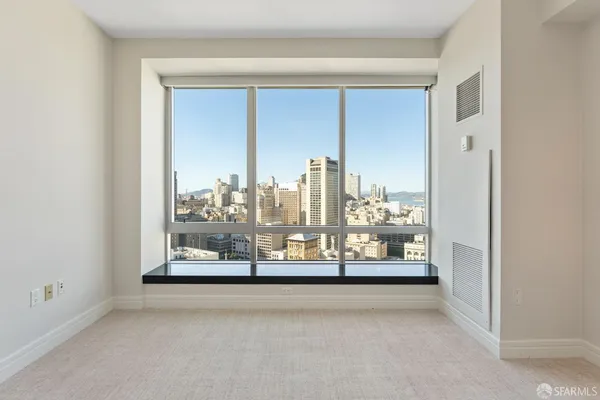 a view of a bathroom with a ocean view