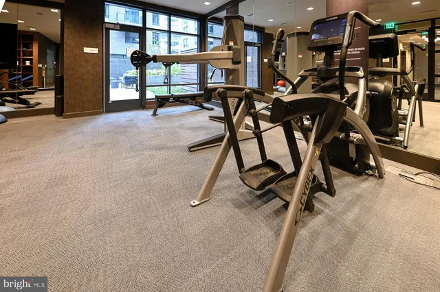 a view of a room with gym equipment