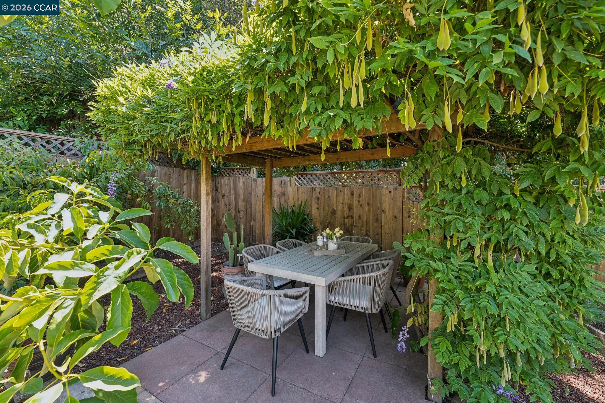 4034 Rusting Avenue Oakland, CA 94605 - Photo 45 of 52 a backyard of a house with table and chairs in a yard