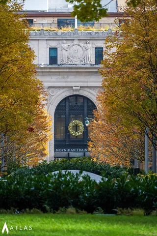 a view of a building with a bench