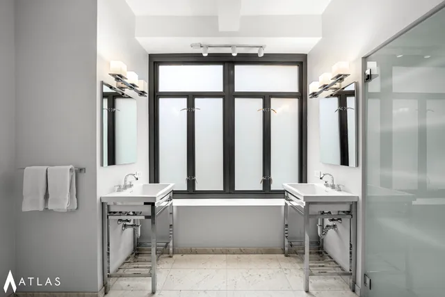 a bathroom with shower