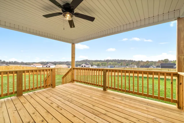 a view of deck with ocean view