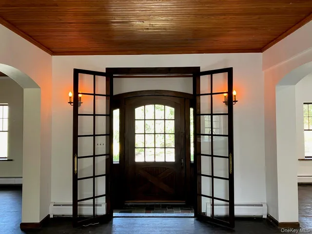 a living room with a large window