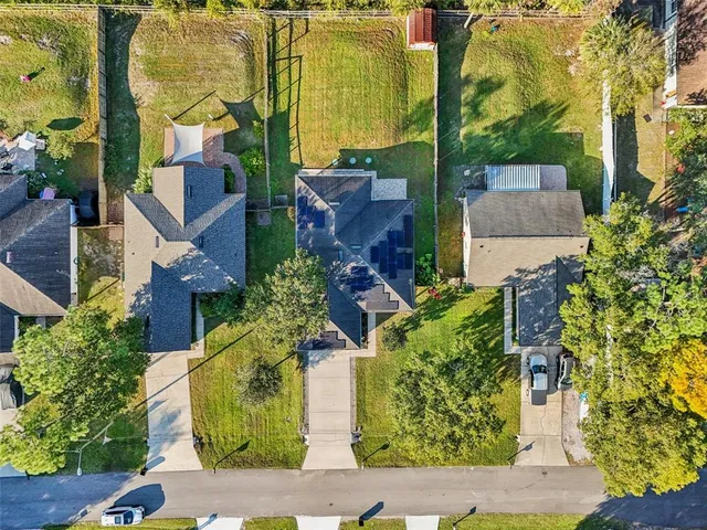 an aerial view of a residential houses