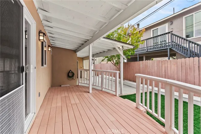 a view of a wooden deck