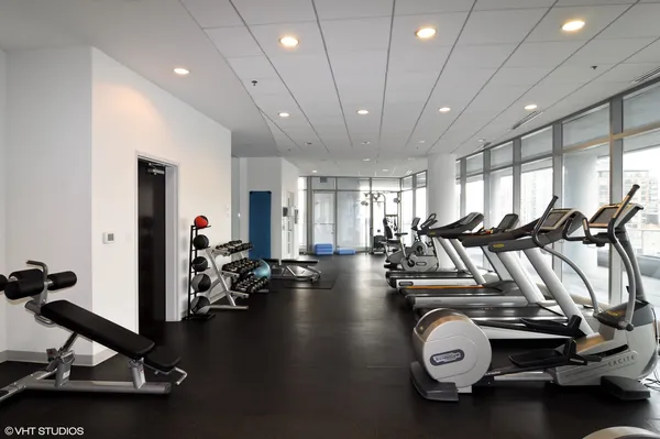 a view of a room with gym equipment