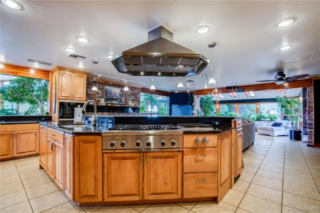 a kitchen with stainless steel appliances granite countertop a stove and a sink