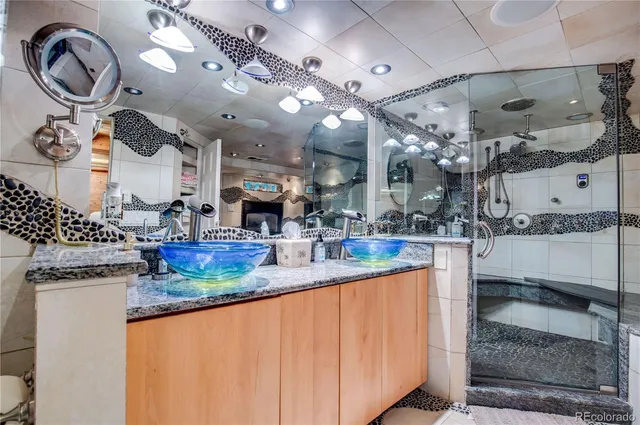 a kitchen with lots of counter top space