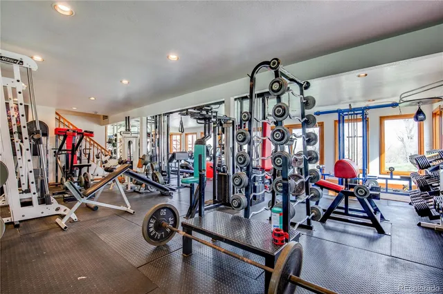 a view of a room with gym equipment