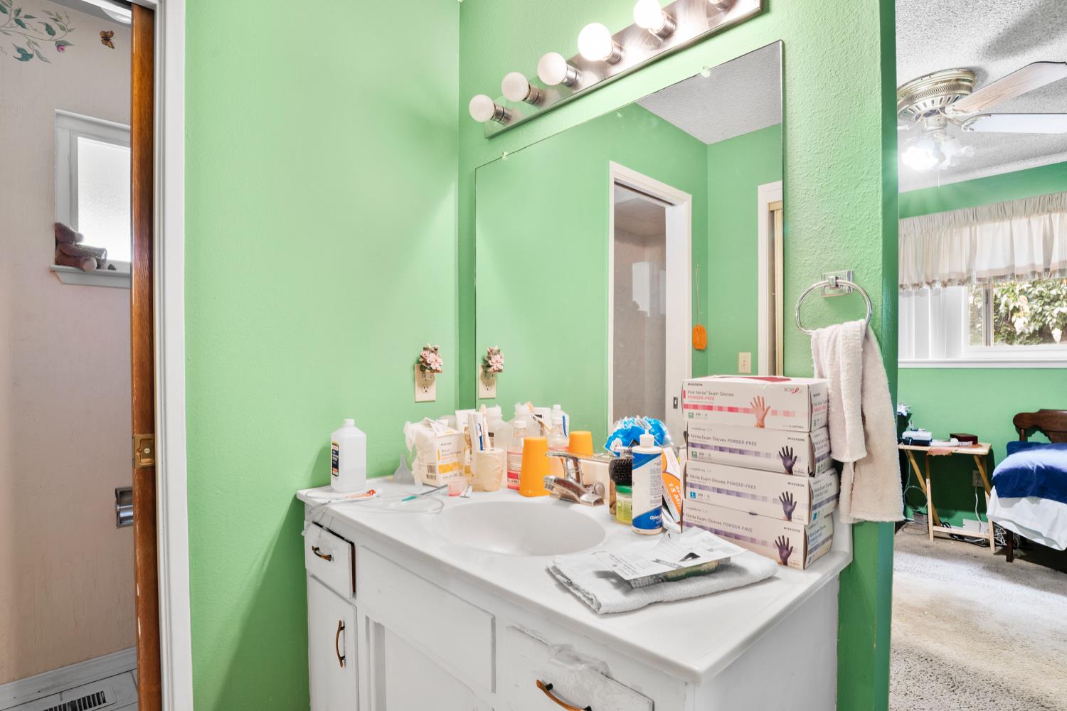3141 Lisa Drive Modesto, CA 95350 - Photo 22 of 29 a bathroom with a sink vanity and a mirror