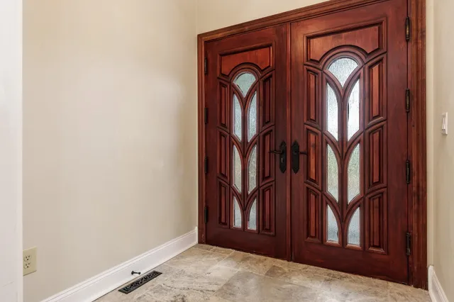 a view of a room with racks on the wall