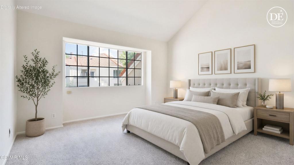 4240 Lost Hills Road, Unit 3302 Calabasas, CA 91301 - Photo 12 of 27 a bedroom with a bed and a potted plant