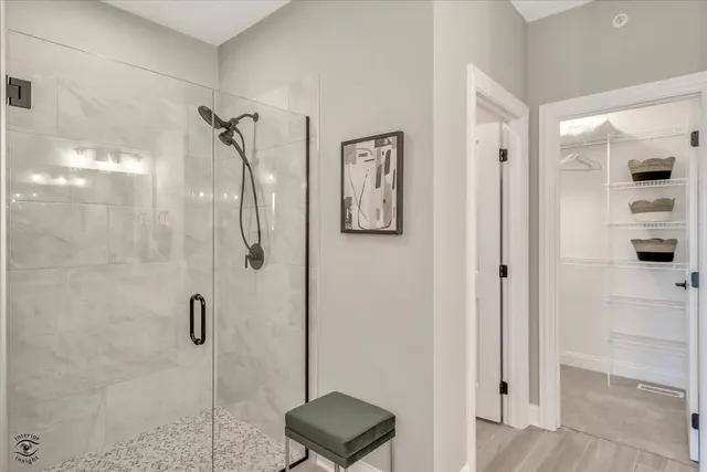 a bathroom with a shower