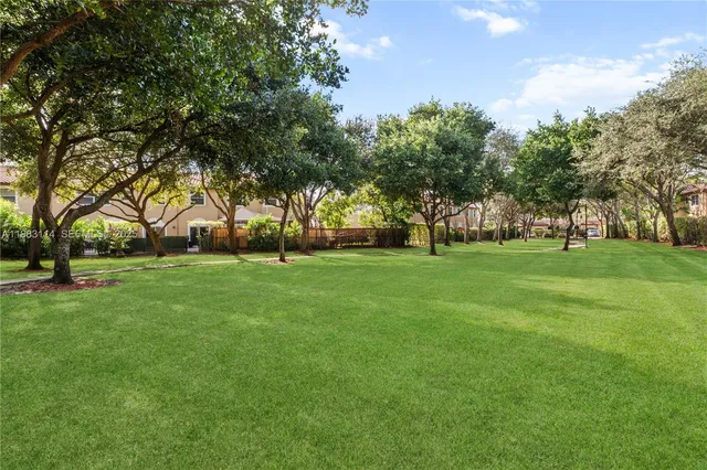 a huge green field with lots of trees